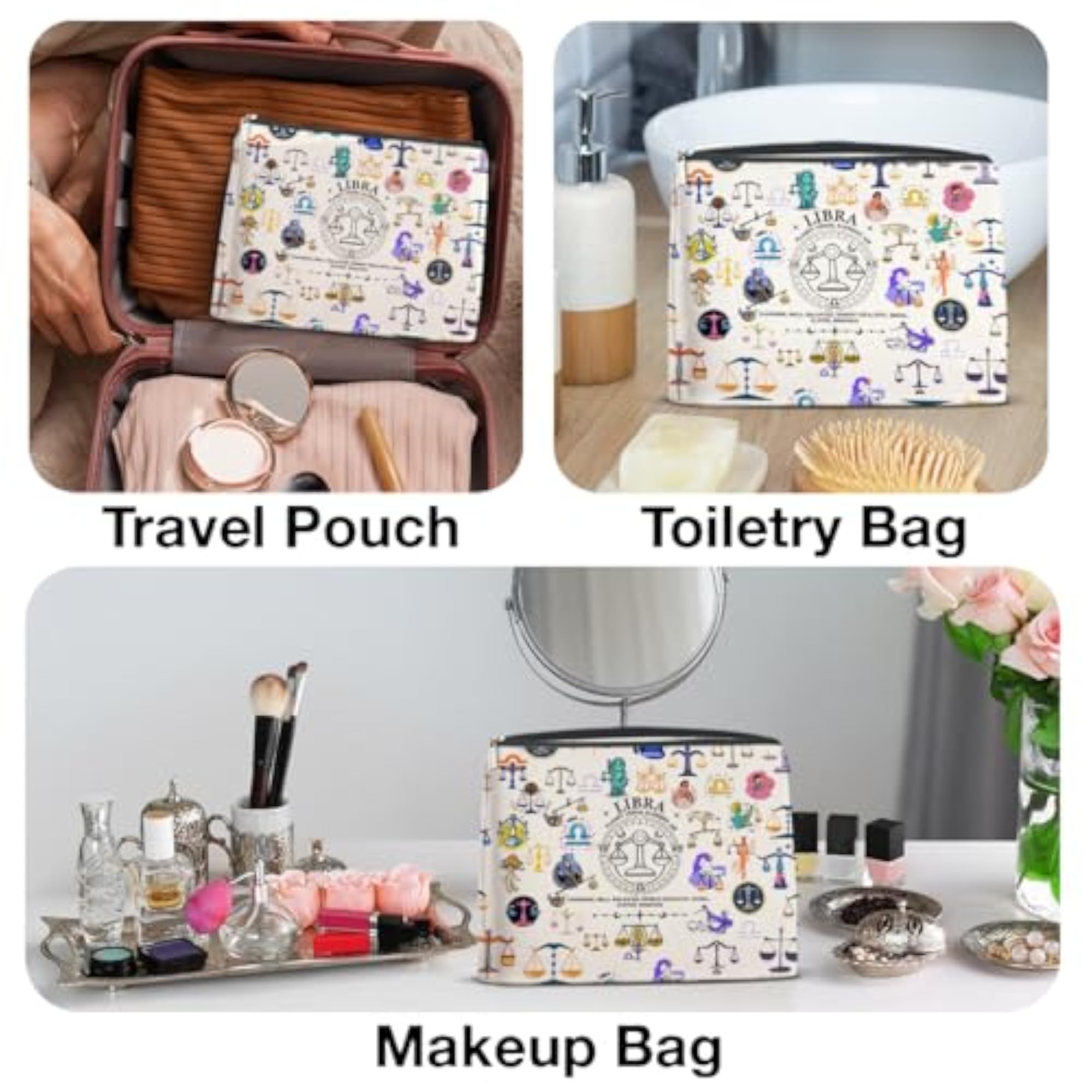 Libra Zodiac Cosmetic Bag for Makeup Lovers